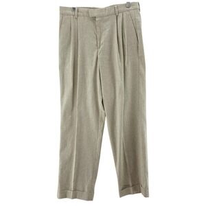Dockers Pants Mens 34x30 Beige Linen Blend Pleated Front Stretch‎ Casual Classic